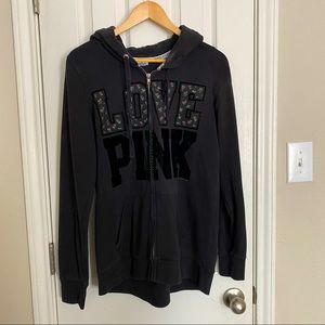 Victoria’s Secret Pink zip-up logo hoodie